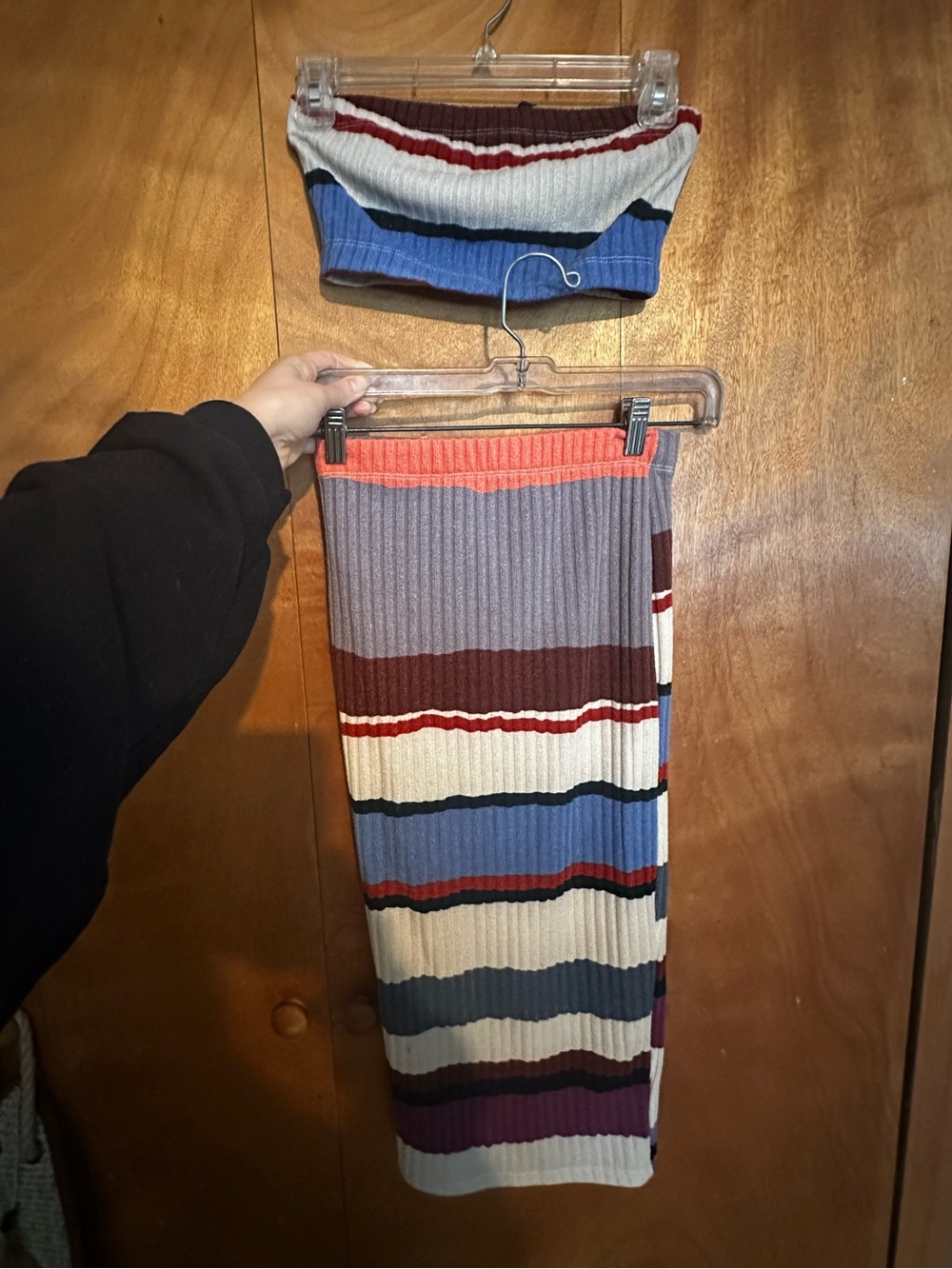 Striped Ribbed Knit Two-Piece Set in Multicolor